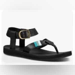 Teva Women’s Size 10 Original Sport Thong Sandal Black Leather